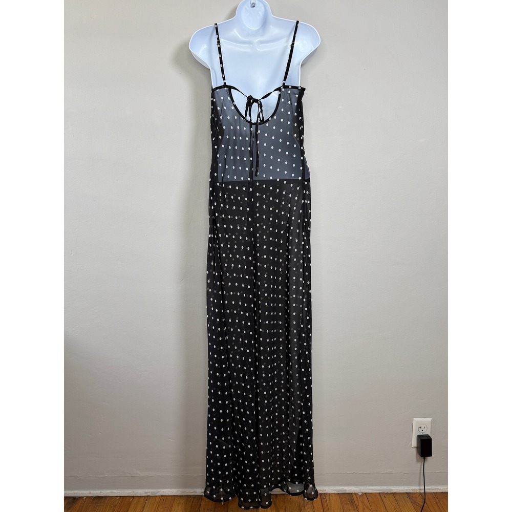 Commense Maxi Dress Women S Black Polka Dot Sheer Chiffon Beach Vacation Summer - Picture 7 of 13